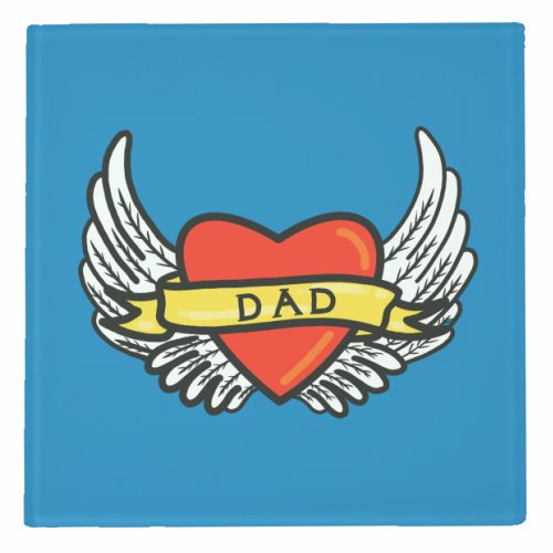 Dad Winged Heart Tattoo Design Coaster - EMPORIUM WORTHING