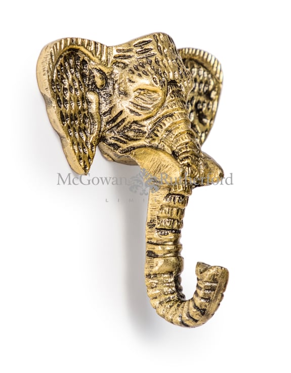Antique Gold Elephant head Coat Hook - EMPORIUM WORTHING
