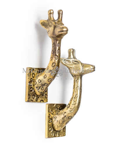 Antique Gold Giraffe Curtain Holds/Coat Hooks - EMPORIUM WORTHING