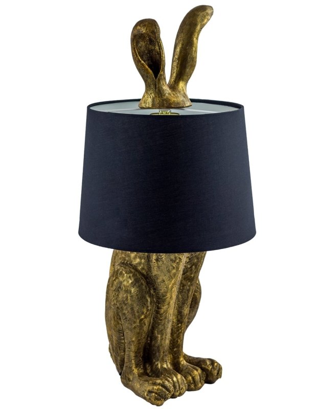 Antique Gold Rabbit Ears Lamp with Black Shade - EMPORIUM WORTHING