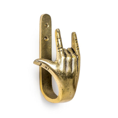 Antique Gold Rock On Hand Coat Hook - EMPORIUM WORTHING