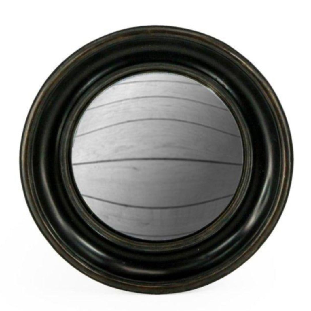 Antiqued Black Deep Framed Large Convex Mirror - EMPORIUM WORTHING