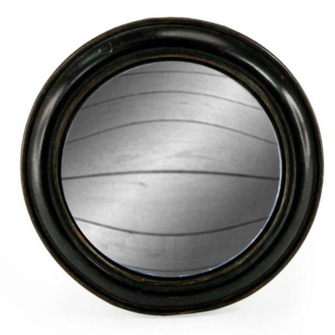 Antiqued Black Rounded Medium Convex Mirror - EMPORIUM WORTHING