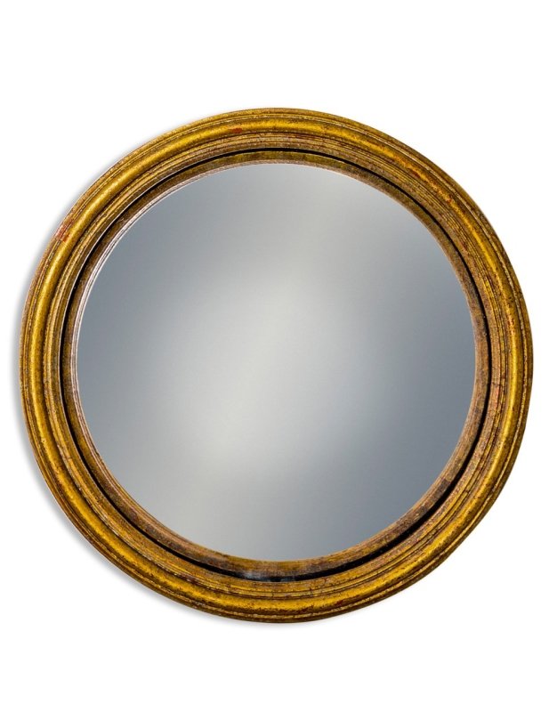 Antiqued Gold Framed Convex Mirror - EMPORIUM WORTHING