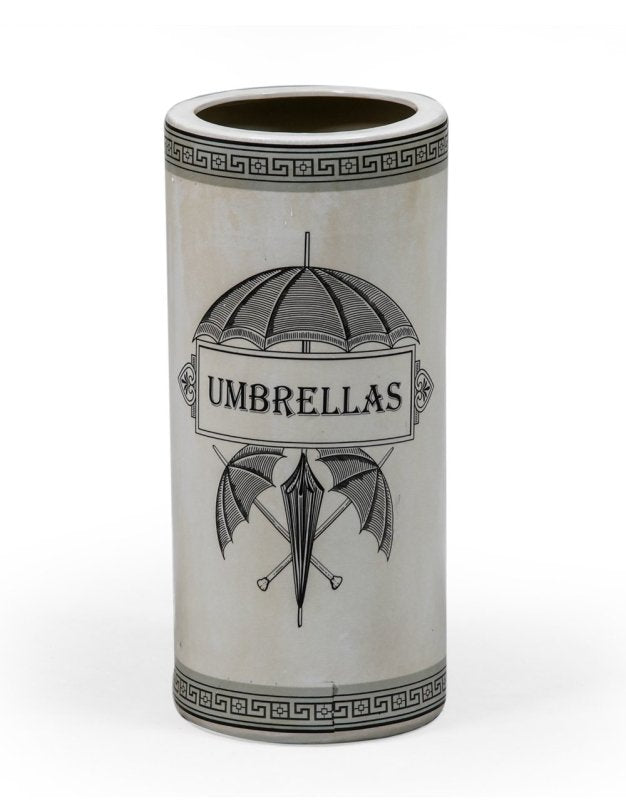 Antiqued White Ceramic Umbrella Stand - EMPORIUM WORTHING