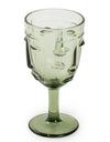 Art Deco Face Wine Glass - Green - EMPORIUM WORTHING