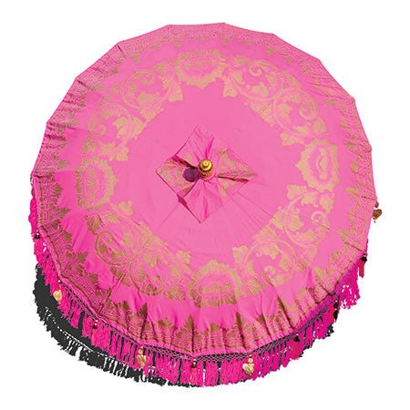 Balinese Sun Parasol, Pink and Gold - EMPORIUM WORTHING