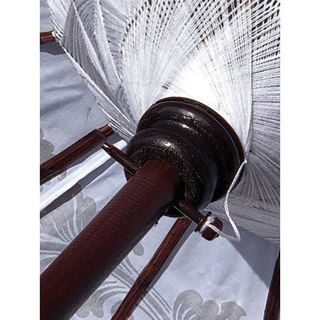 Balinese Sun Parasol, White and Gold - EMPORIUM WORTHING