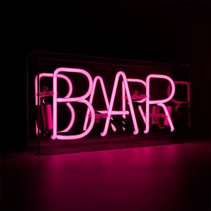 'Bar' Glass Neon Sign - PINK - EMPORIUM WORTHING