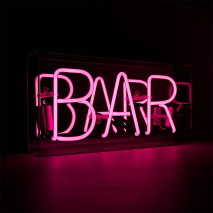 'Bar' Glass Neon Sign - PINK - EMPORIUM WORTHING