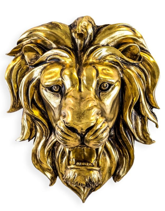 Beautiful Large Gold Roaring Lion Wall Head - EMPORIUM WORTHING