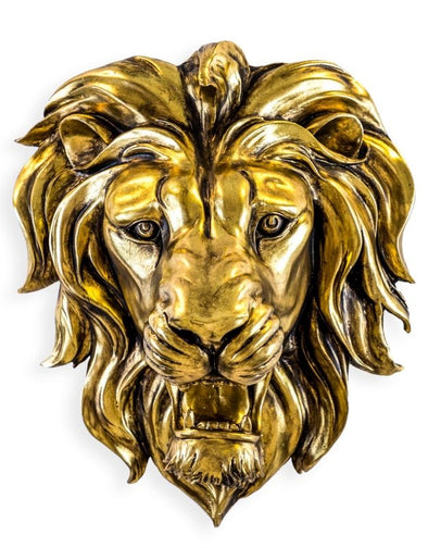 Beautiful Large Gold Roaring Lion Wall Head - EMPORIUM WORTHING