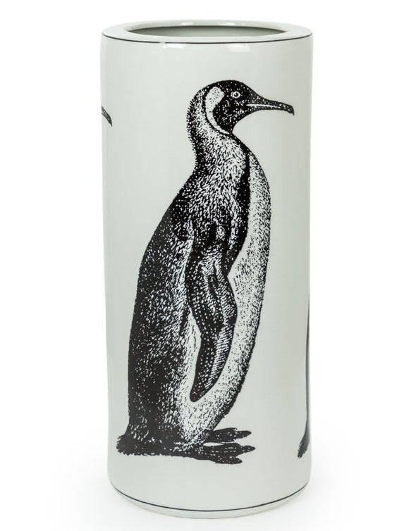 Black and White Ceramic Penguin Umbrella Stand - EMPORIUM WORTHING
