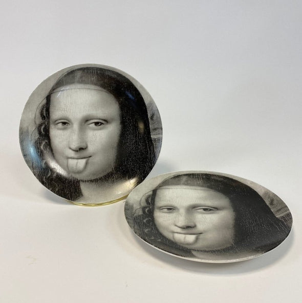 Black and White Mona Lisa 10" Ceramic Plate, Tongue - EMPORIUM WORTHING