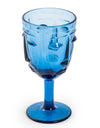 Blue Deco Face Wine Glasses - EMPORIUM WORTHING