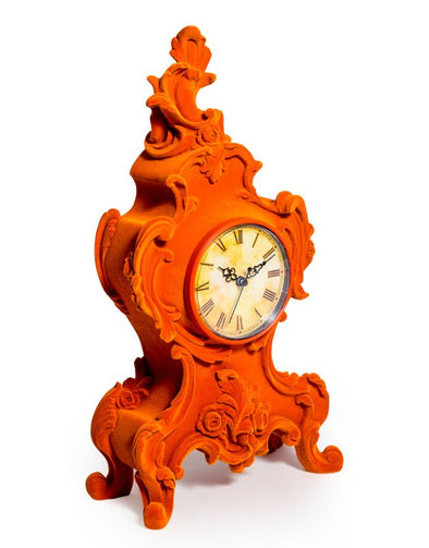 Bright Orange Flock Mantle Clock - EMPORIUM WORTHING