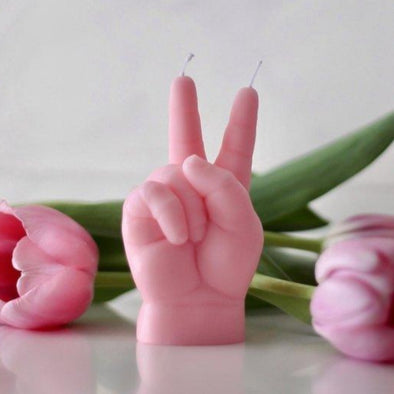 CandleHand Baby - Peace hand gesture Candle, Pink - EMPORIUM WORTHING