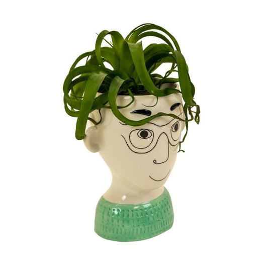 Ceramic Doodle Man's Face Vase - Glasses - EMPORIUM WORTHING