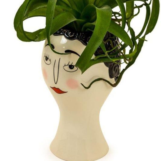 CERAMIC DOODLE WOMAN'S FACE VASE - BLUSH - EMPORIUM WORTHING