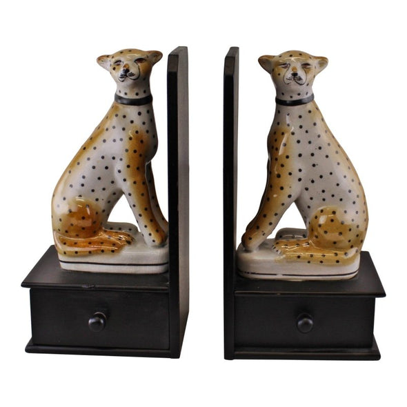 Ceramic Leopard Bookends - EMPORIUM WORTHING