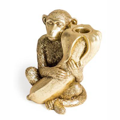 Gold Antique Monkey with Banana Candle Holder - EMPORIUM WORTHING