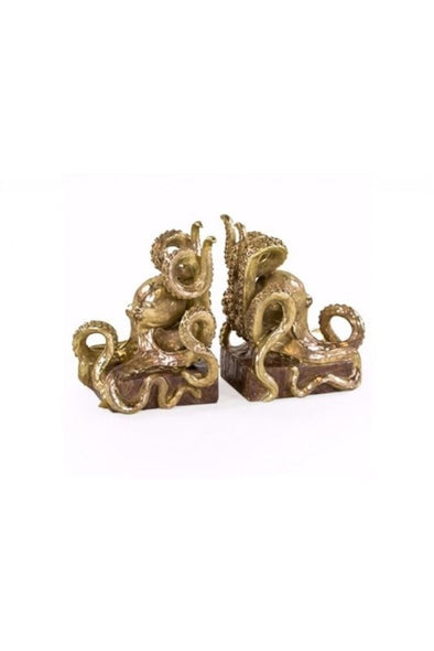 Gold Pair of Octopus Bookends - EMPORIUM WORTHING