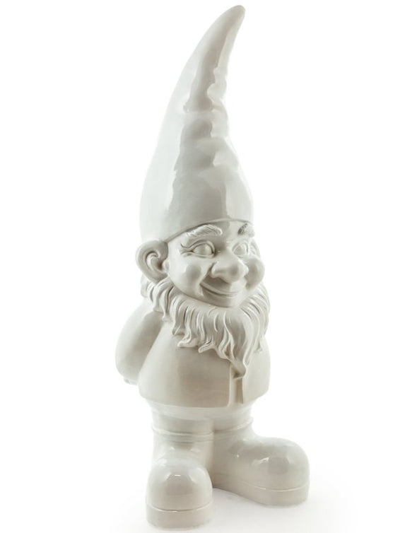 Large Bright White Standing Gnome Figure - EMPORIUM WORTHING
