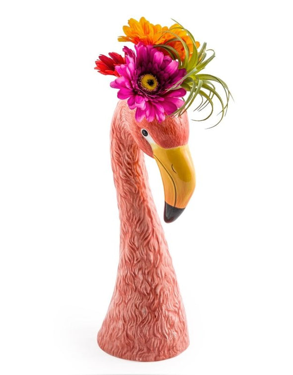 Large Ceramic Pink Flamingo Head Vase - EMPORIUM WORTHING
