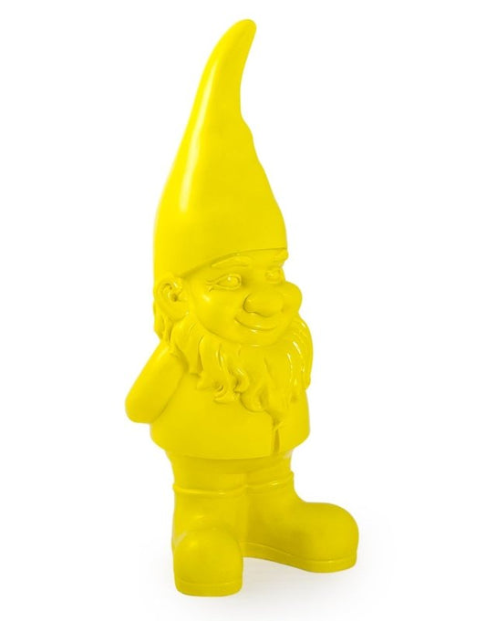 Large Terracota Bright Yellow Ornamental Standing Gnome Figurine - EMPORIUM WORTHING