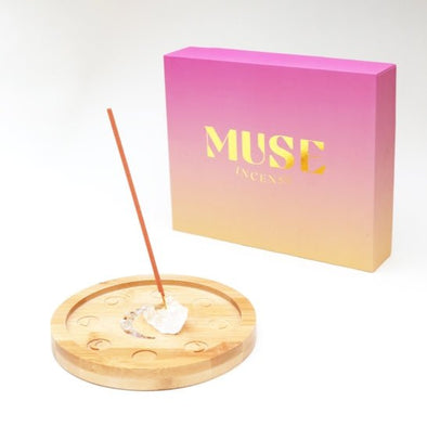 Muse - Incense Stick Holder Moon Phase Crystal Incense Tray - EMPORIUM WORTHING