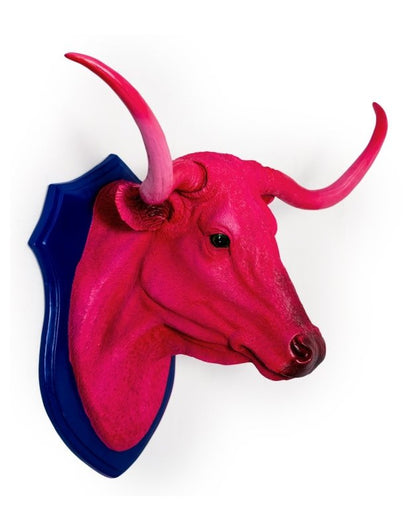 Neon Pink Steer Wall Head - EMPORIUM WORTHING