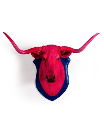 Neon Pink Steer Wall Head - EMPORIUM WORTHING