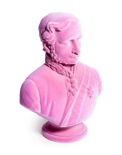 Pink Flock Large Prince Albert Bust - EMPORIUM WORTHING