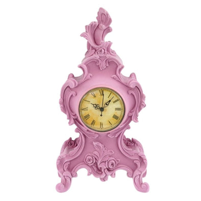 Pink Flock Mantle Clock - EMPORIUM WORTHING