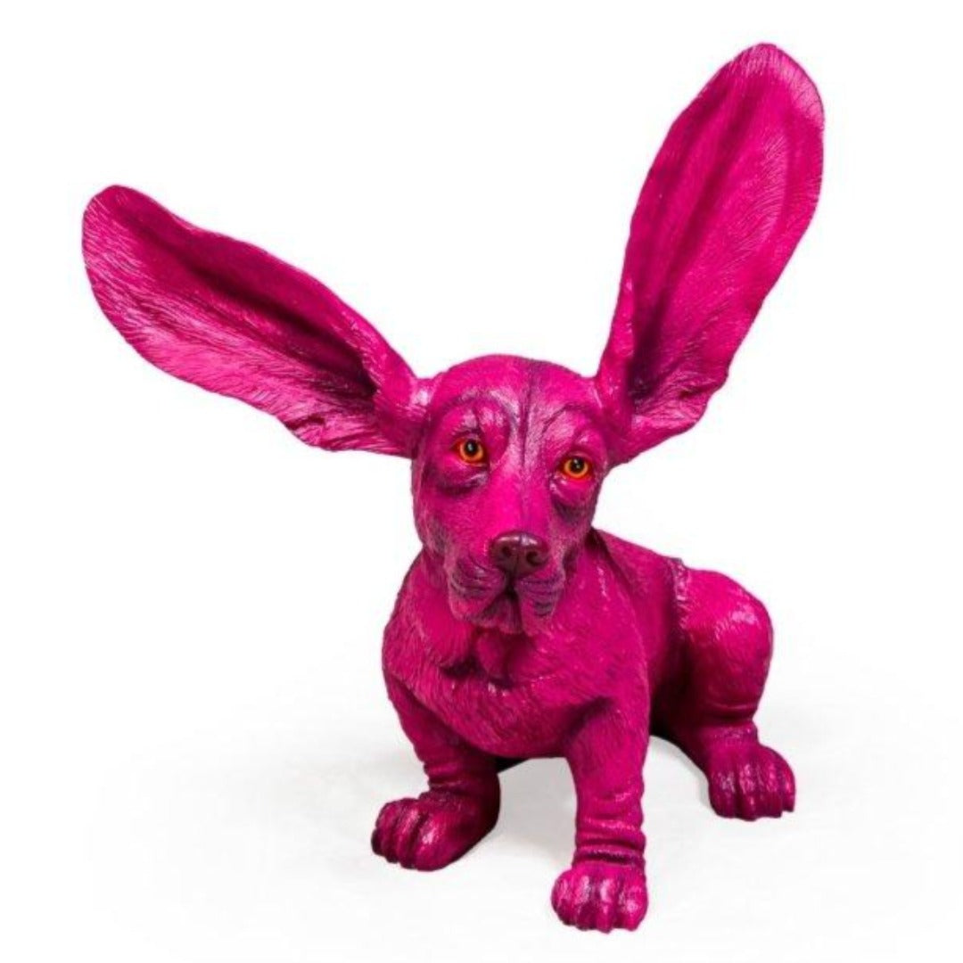 Pink Surprised Basset Ornament - EMPORIUM WORTHING