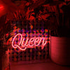 'Queen' Glass Neon Sign with Sequins - EMPORIUM WORTHING