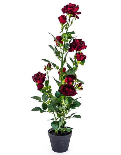 Realistic Tall Rose Plant in a Black Pot,White or Red - EMPORIUM WORTHING
