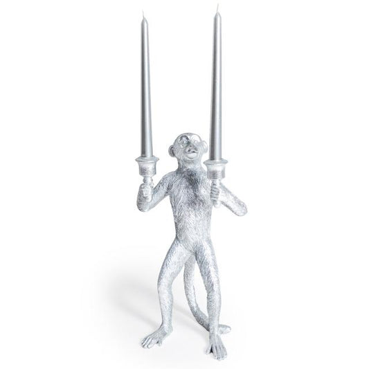 Silver Antique Standing Monkey Candelabra - EMPORIUM WORTHING