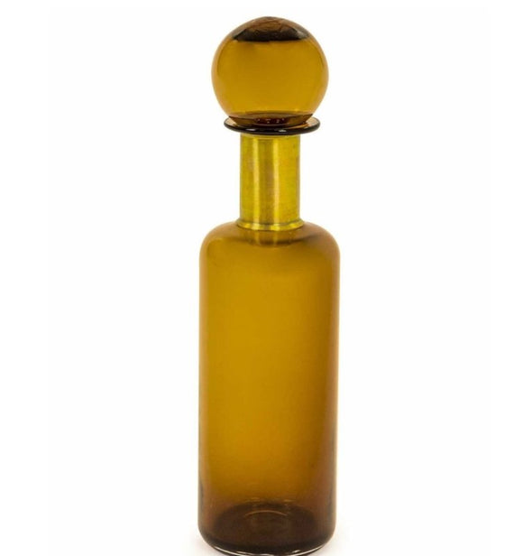 Slim Brown Apocethary Bottle with Brass Neck - EMPORIUM WORTHING