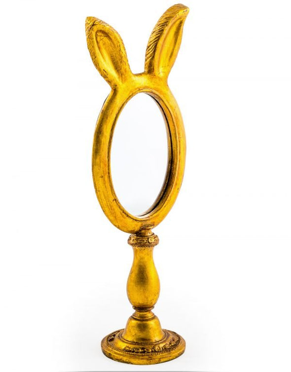 Small Antique Gold Rabbit Ears Table Mirror - EMPORIUM WORTHING