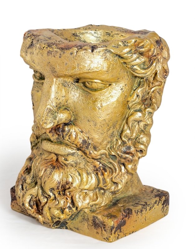 Tall Antiqued Gold Classical Face Planter - EMPORIUM WORTHING