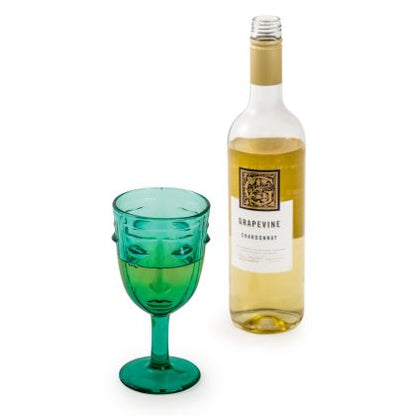 Teal Deco Face Wine Glasses - EMPORIUM WORTHING